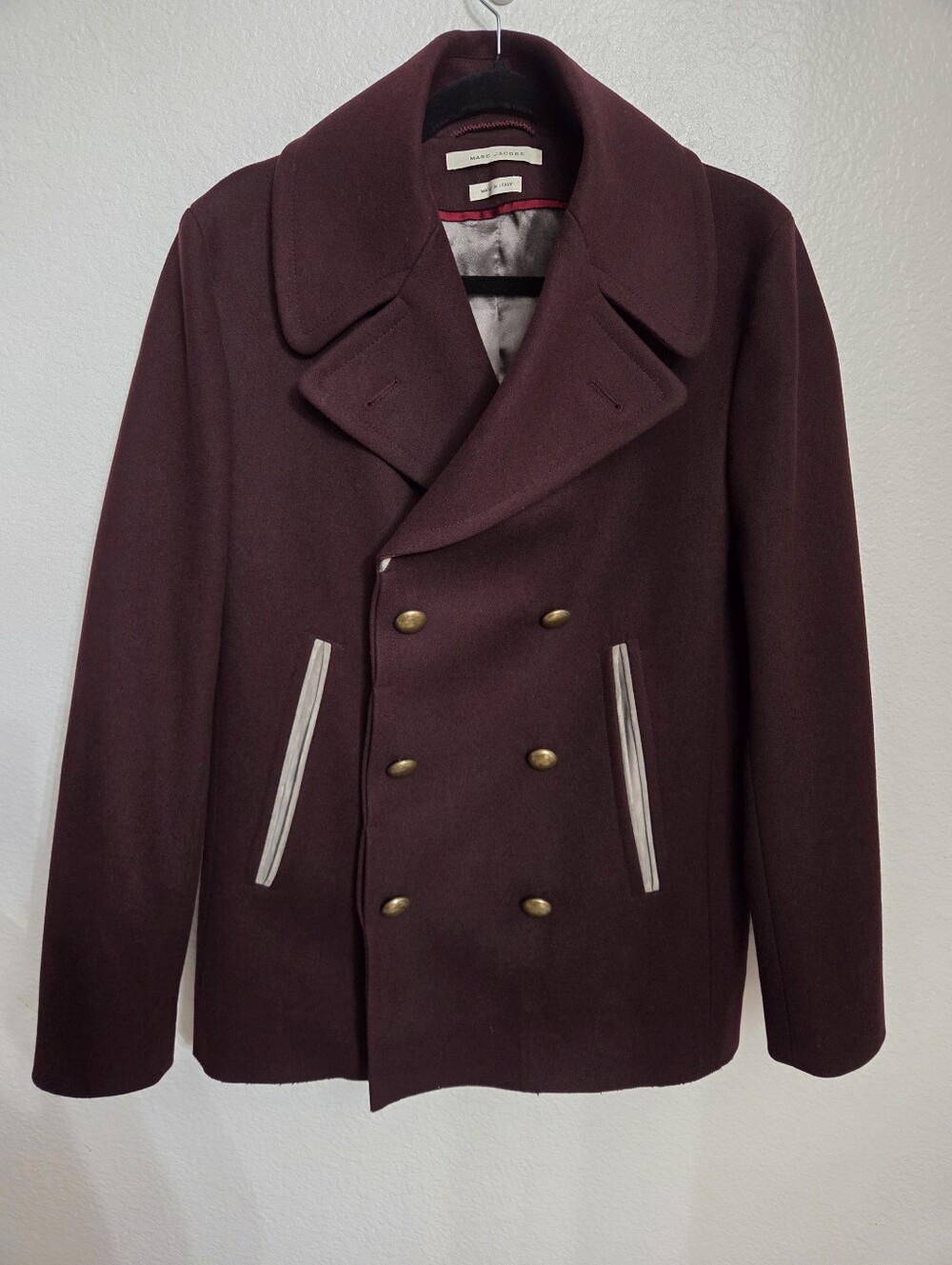 Marc Jacobs Double-Breasted Peacoat in Burgundy Women's Size 12